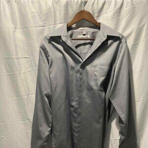 Geoffrey Beene Mens Large Workwear Shirt Long Sleeve Button Up Top Grey, 16